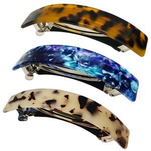 HYFEEL Wide Curved & Removable Inner Bar Hair Barrettes, 3-Pack