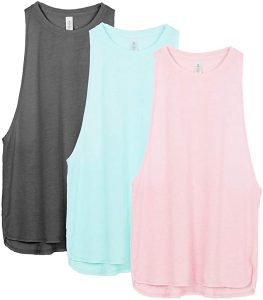 icyzone Flat-lock Stitching Tank Top Plus-Size Workout Tops For Women, 3-Pack