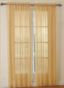 Jody Clarke Hemmed Polyester Gold Sheer Curtains, 84-Inch
