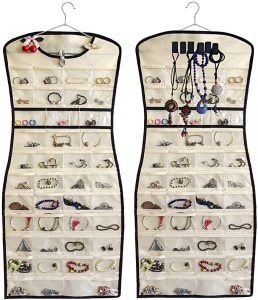 JSXD Double-Sided, Dress-Shaped Hanging Jewelry Organizer