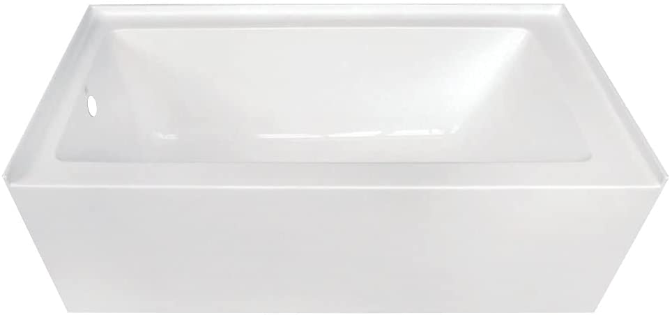 KINGSTON BRASS VTDE603122L Left-Hand Drain Alcove Acrylic Bathtub, 60-Inch
