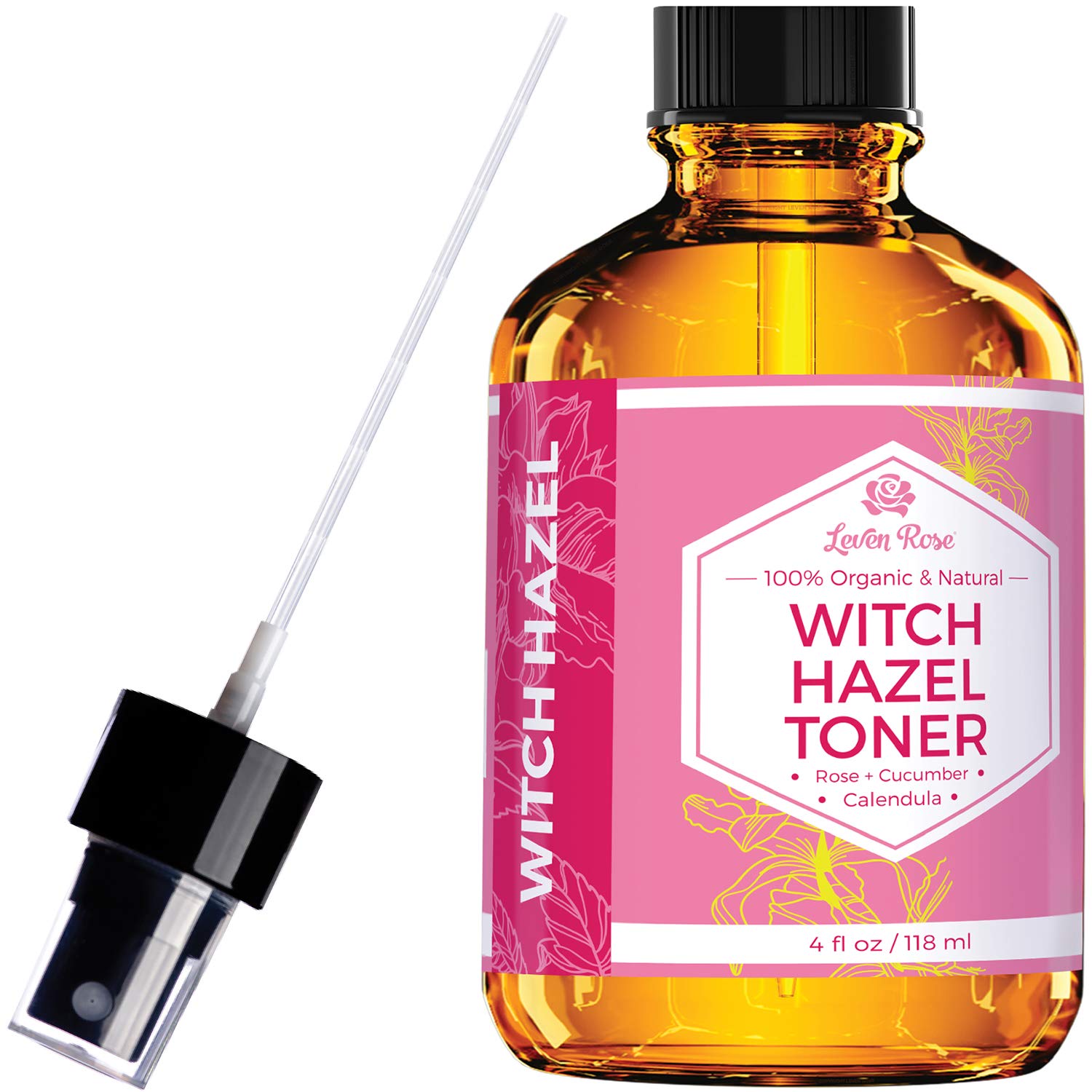 Leven Rose Vegan Toner Organic Unscented Alcohol-Free Witch Hazel