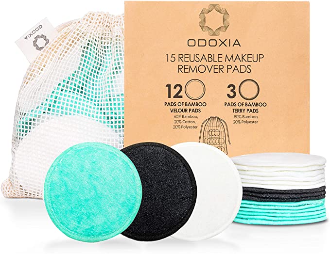 ODOXIA Double Layered Reusable Makeup Wipes, 12-Pack