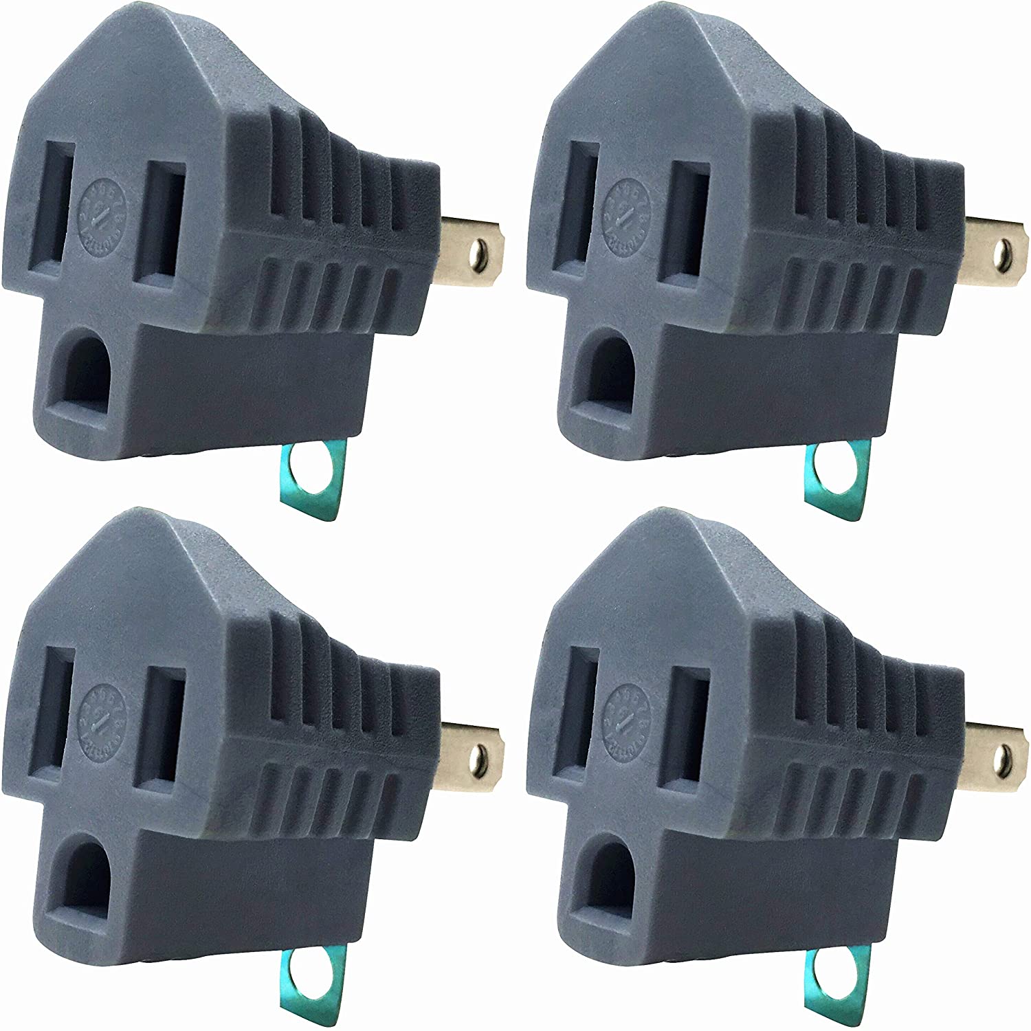 Oviitech Screw Clamp 3-To-2 Prong Plug Adapters, 4-Count