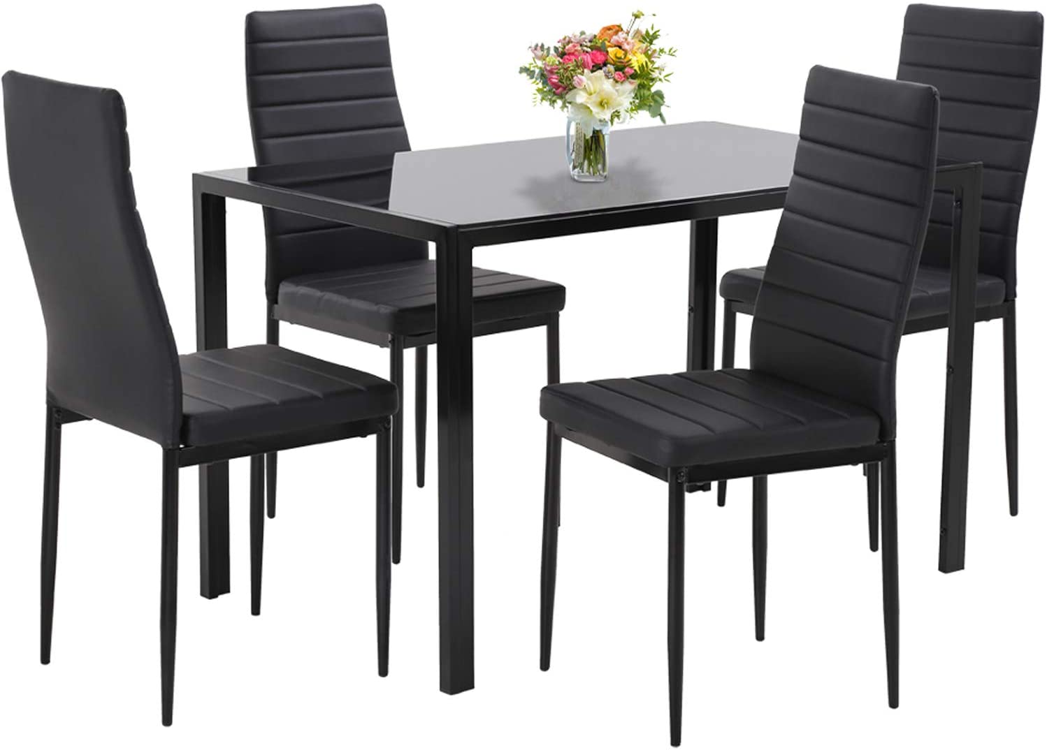 PayLessHere Metal & Faux Leather Kitchen Dining Set, 5-Piece