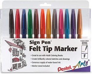 Pentel Fiber-Tipped Water-Based Markers, 12-Count