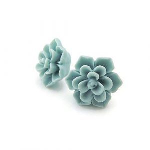 Pretty Smart Succulent Design Hypoallergenic Plastic Post Earrings