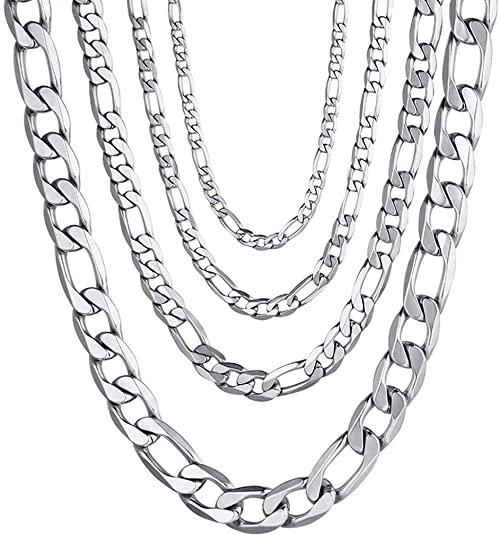 PROSTEEL Hypoallergenic Figaro Style Stainless Steel Chain Necklace