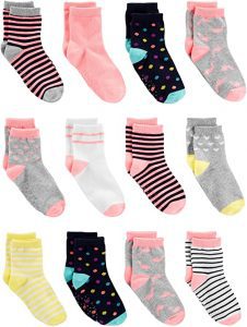 Simple Joys by Carter’s Rib Knit Cuffs Socks For Girls, 12-Pairs