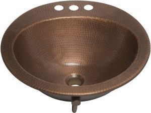 Sinkology SB101-19AC Antique Copper Bell Drop-In Bathroom Sink