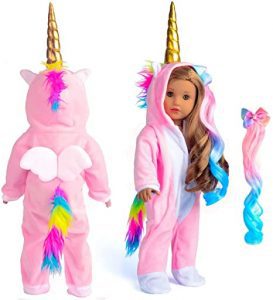 sweet dolly Unicorn PJs 18-Inch Doll Clothes, 2-Piece