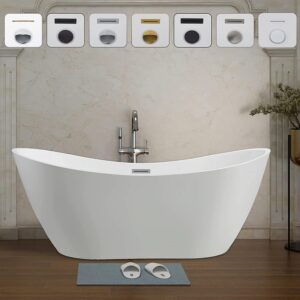 Vanity Art Modern Freestanding Soaking Bathtub, 70-Inch