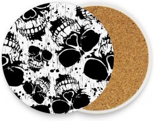 visesunny Moisture Absorbing Ceramic Skull Coasters, 2-Pack