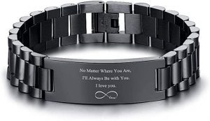 VNOX Stainless Steel Links Band Custom Text Engraved Bracelet