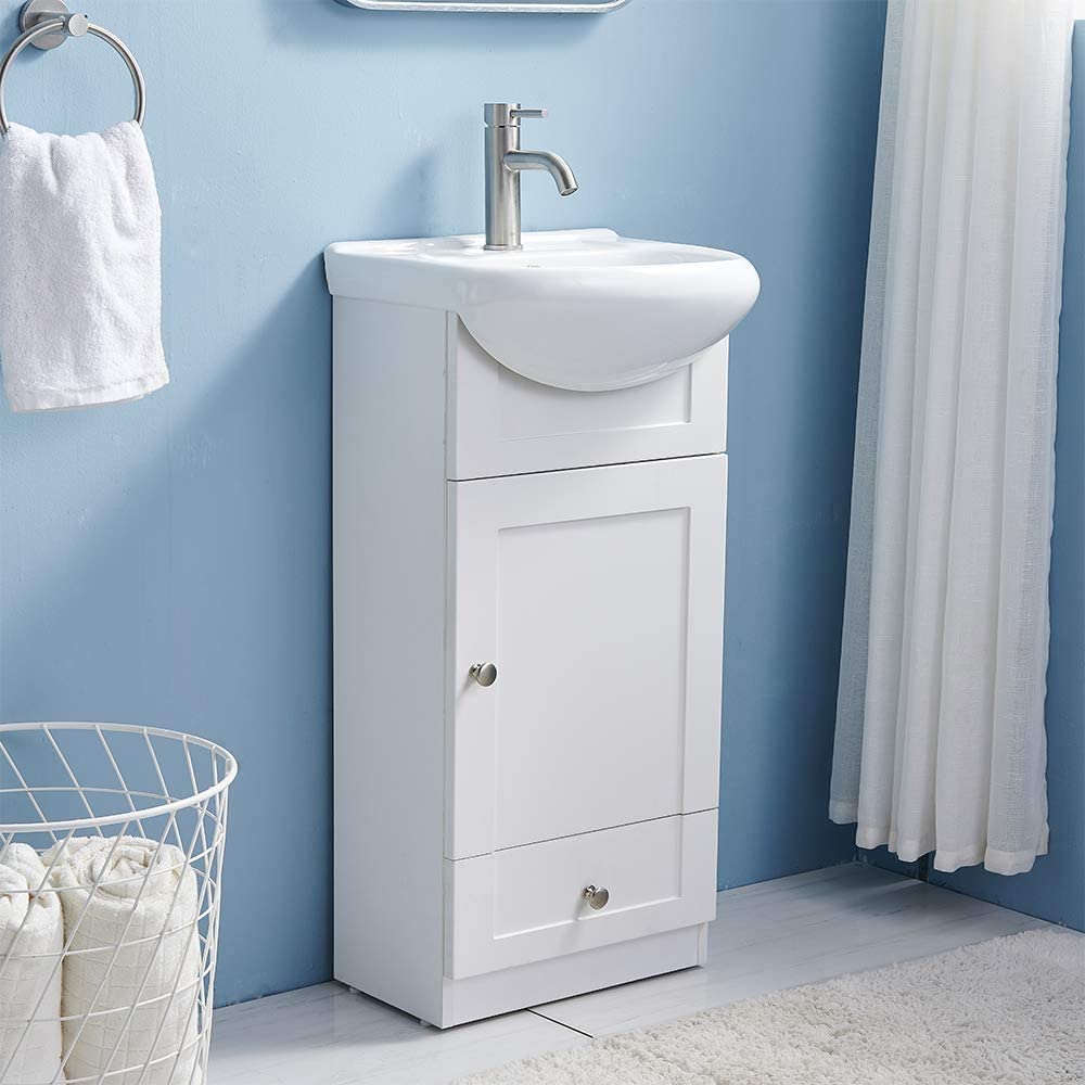 Wenore Home Space Saving Compact Bathroom Vanity Set, 18-Inch
