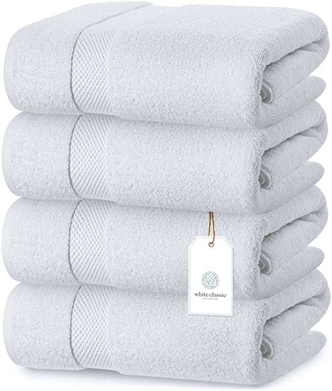 White Classic Quick Dry Egyptian Cotton Bath Towels, Set Of 4