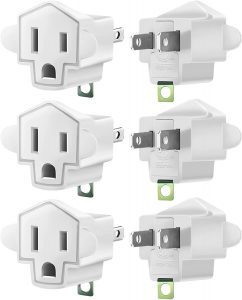 WuliFun Fireproof Casing 3-To-2 Prong Plug Adapters, 6-Count