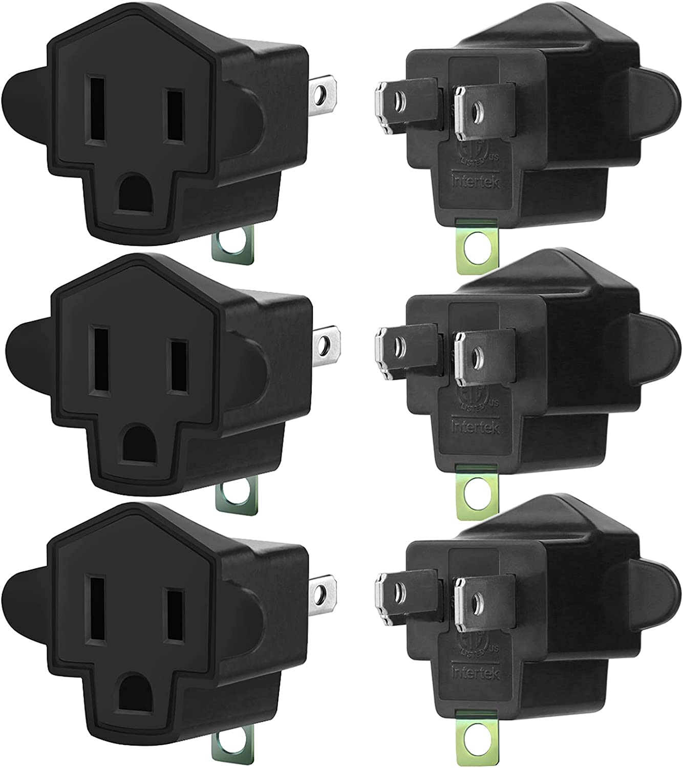 WuliFun Fireproof Casing 3-To-2 Prong Plug Adapters, 6-Count