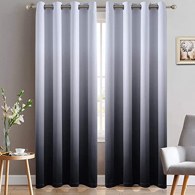 Yakamok Silky & Thick Ombre Living Room Curtains, 52×84-Inch