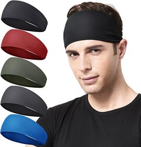 Acozycoo Stretchy Sports Headbands For Men, 5-Pack