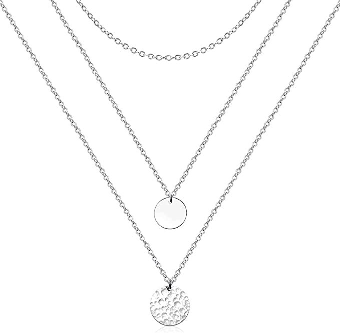 Ava Riley Triple Layered Hypoallergenic Silver Necklace