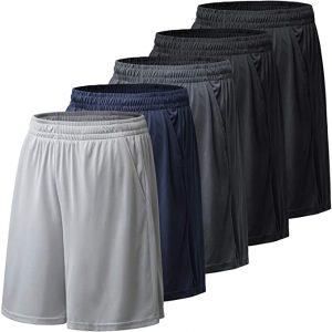 BALENNZ Machine Washable Men’s Athletic Shorts, 5-Pack