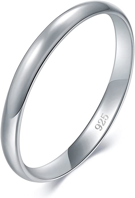 BORUO Comfort Fit Design Plain Sterling Silver Ring
