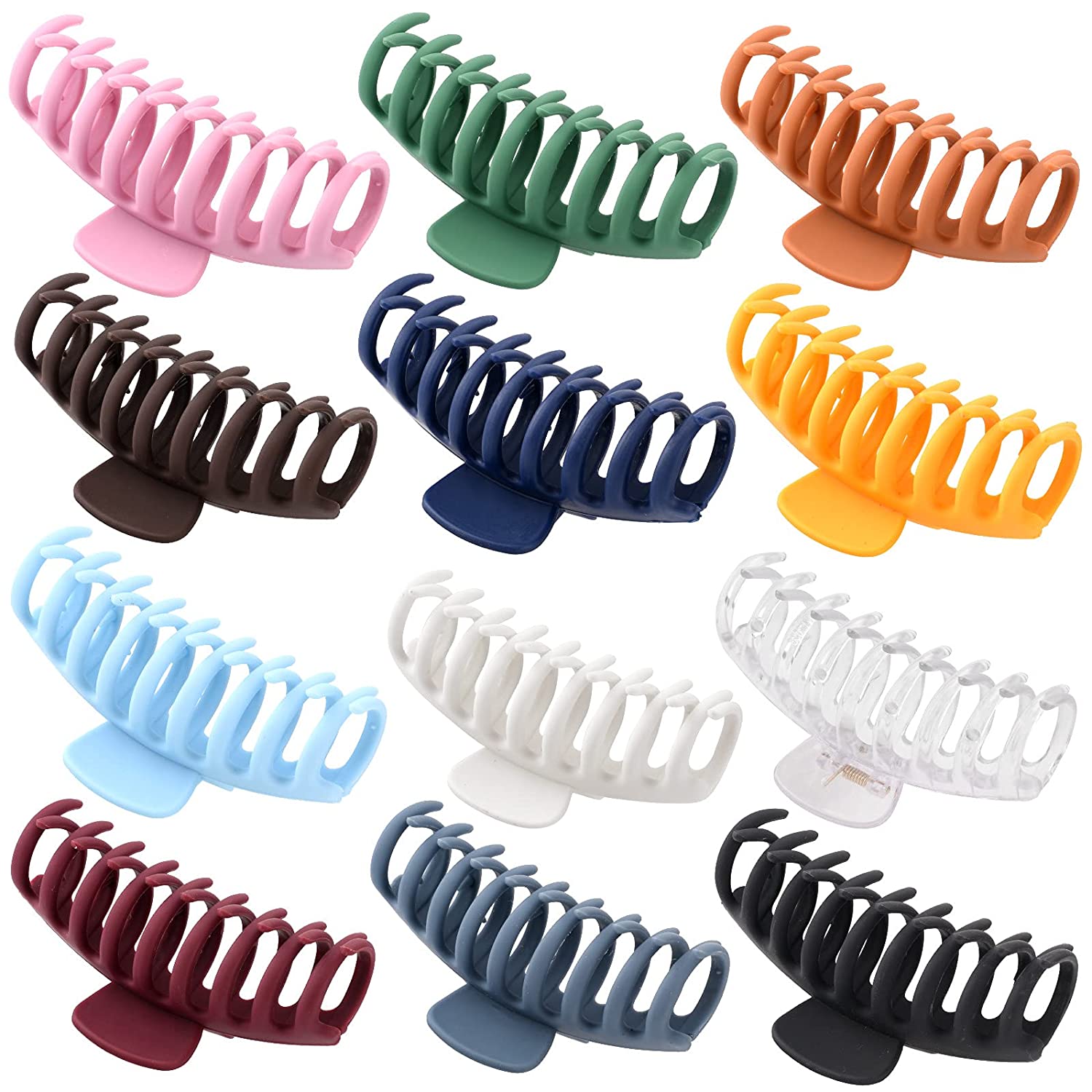 CENTSTAR Assorted Matte Colors Claw Clips, 12-Count