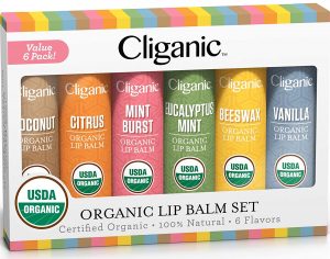 Cliganic Organic & Paraben-Free Lip Balm, 6-Pack