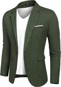 COOFANDY Pocketed Classy Green Blazer For Men