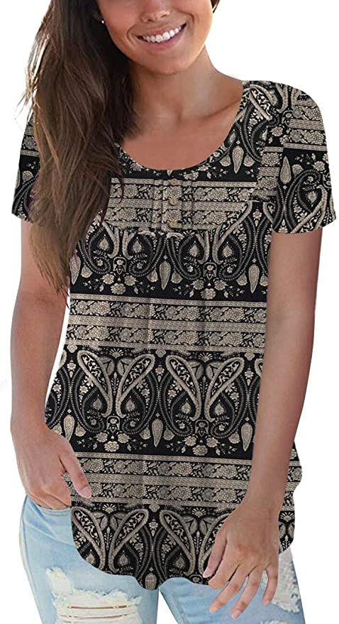 CPOKRTWSO Casual Short Sleeve Tunic Plus-Size Top
