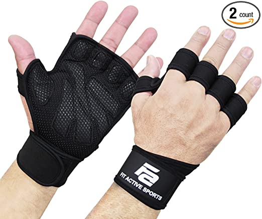 Fit Active Sports Ventilated Wrist-Wrap Lifting Gloves