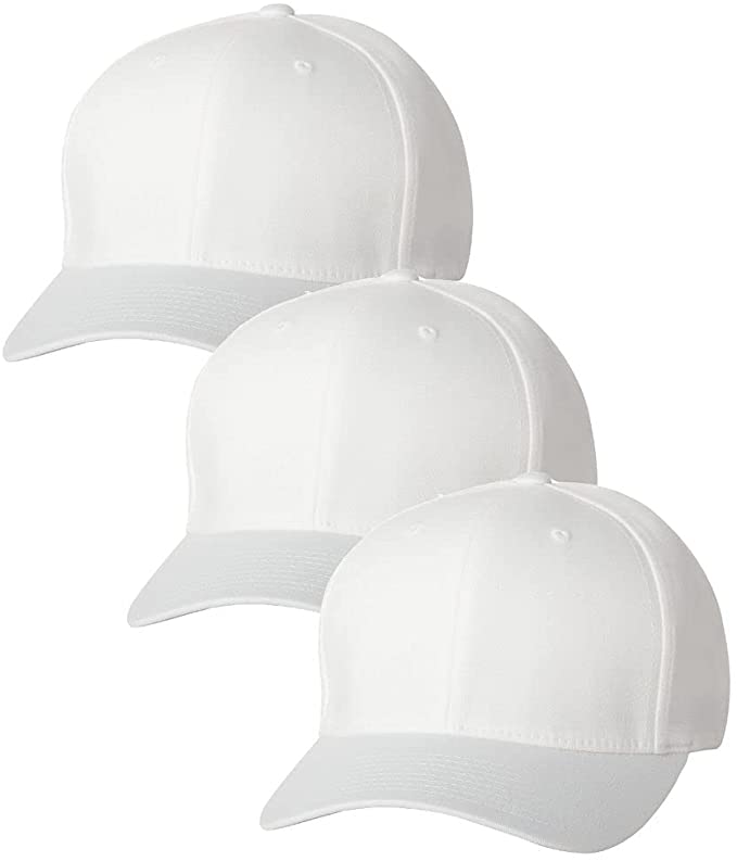 Flexfit Fitted 6-Panel Baseball Hat, 3-Pack