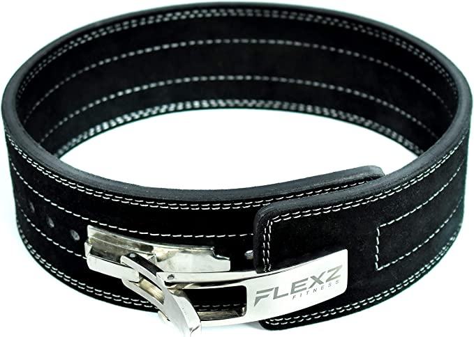 Flexz Fitness Lever-Buckle Leather Weight Lifting Belt