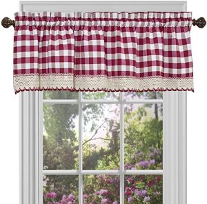 GoodGram Farmhouse Buffalo Plaid Valance Kitchen Curtain, 58×14-Inch