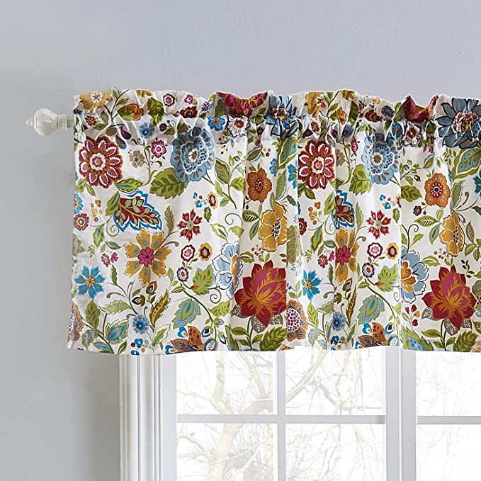 Greenland Home Astoria Floral-Print Valance Kitchen Curtain, 84×19-Inch