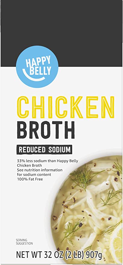 Happy Belly Fat Free Boxed Chicken Broth Stock, 32-Ounce