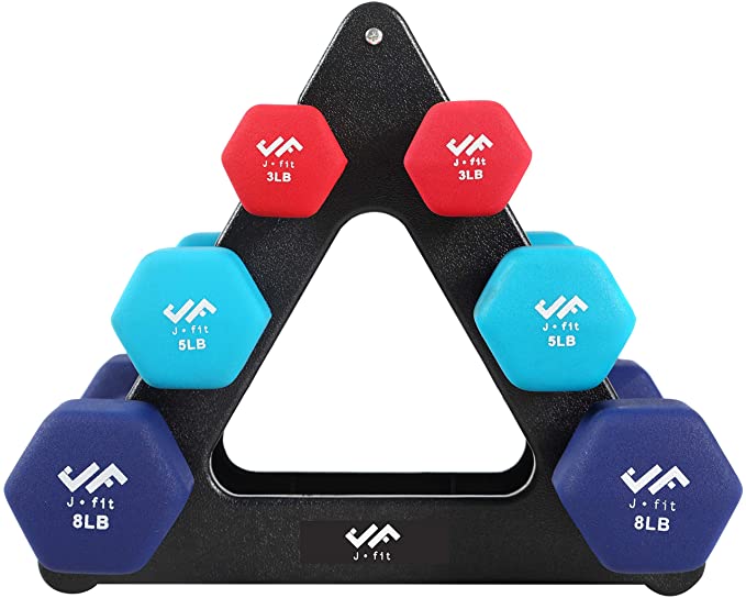 JFIT Non-Slip Hex-Shaped Dumbbell Weight Set, 3-Pairs