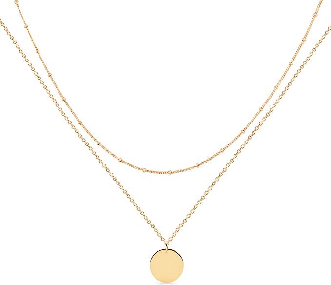 MEVECCO Double Layered Chain 18K Gold Plated Necklace