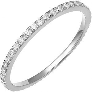 PAVOI Cubic Zirconia 14K Gold Plated Stacking Silver Ring