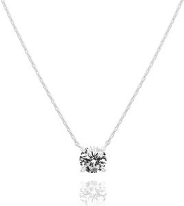 PAVOI Swarovski Crystal Solitaire 14K Gold Plated Silver Necklace