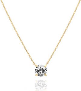 PAVOI Swarovski Crystal Solitaire Pendant & 14K Gold Plated Necklace