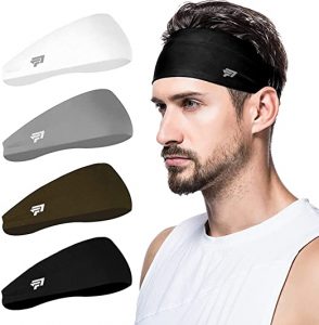 poshei Moisture-Wicking Stretchy Headbands For Men, 4-Pack