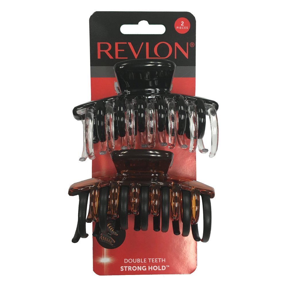 Revlon Double-Teeth Strong-Hold Claw Clips, 2-Count