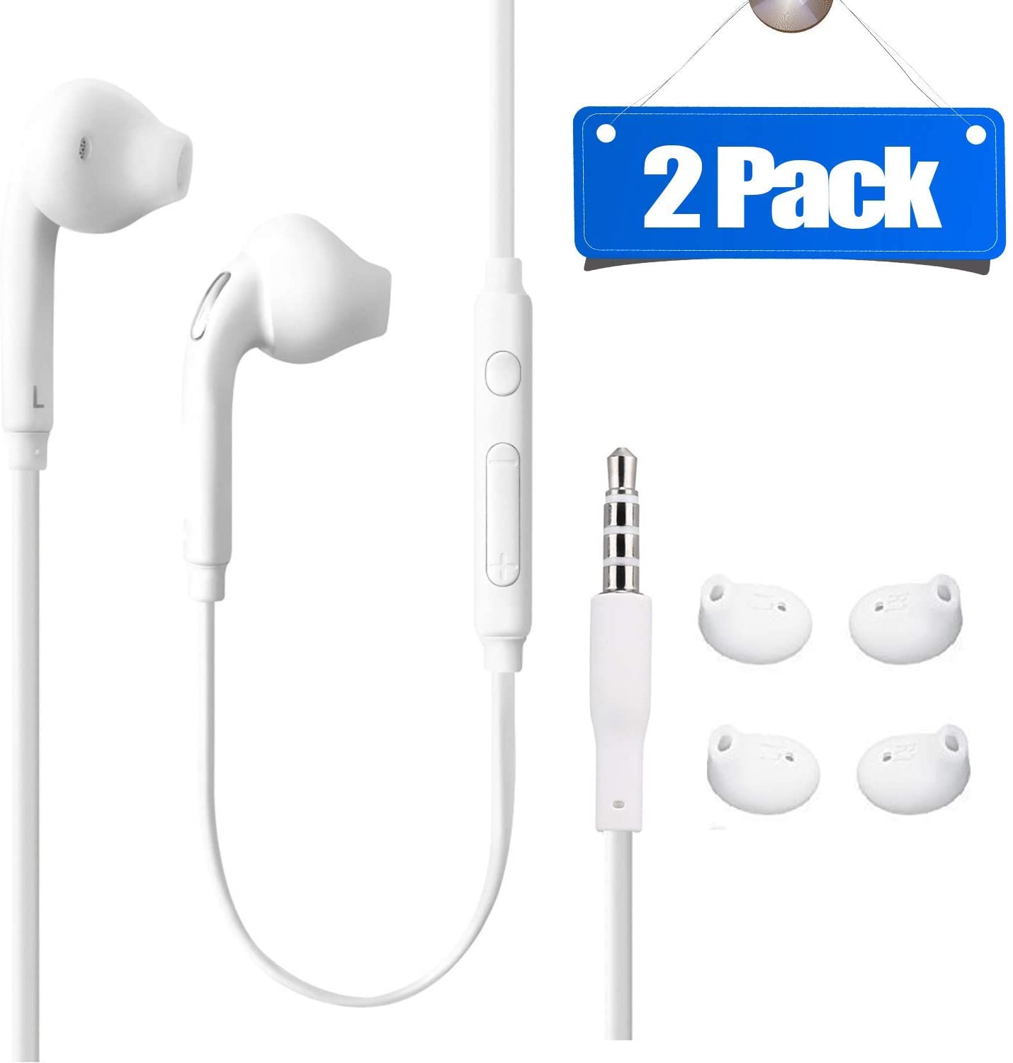 REYEHO In-Ear Sweat-Proof Samsung Galaxy S10 Headphones, 2-Pack