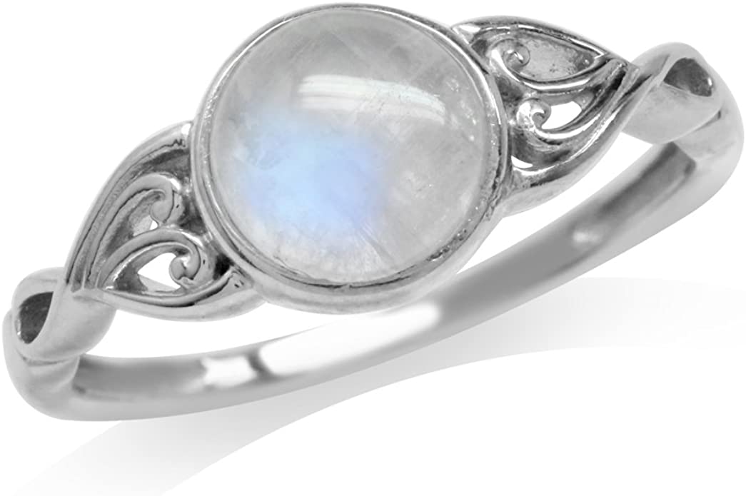 Silvershake Moonstone Solitaire Sterling Silver Ring