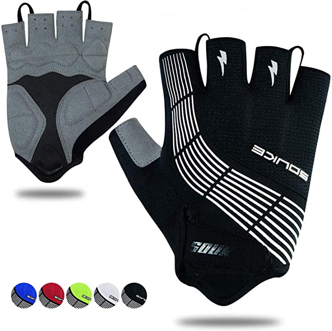 Deckra Men Women Cycling Gloves Half Finger Padded MTB BMX Elasticated Gloves 