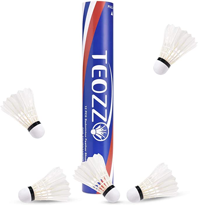 TEOZZO Nylon Goose-Feather Badminton Shuttlecocks, 12-Pack