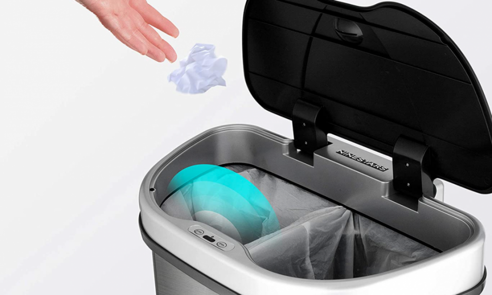 Ninestars trash can with touchless technology