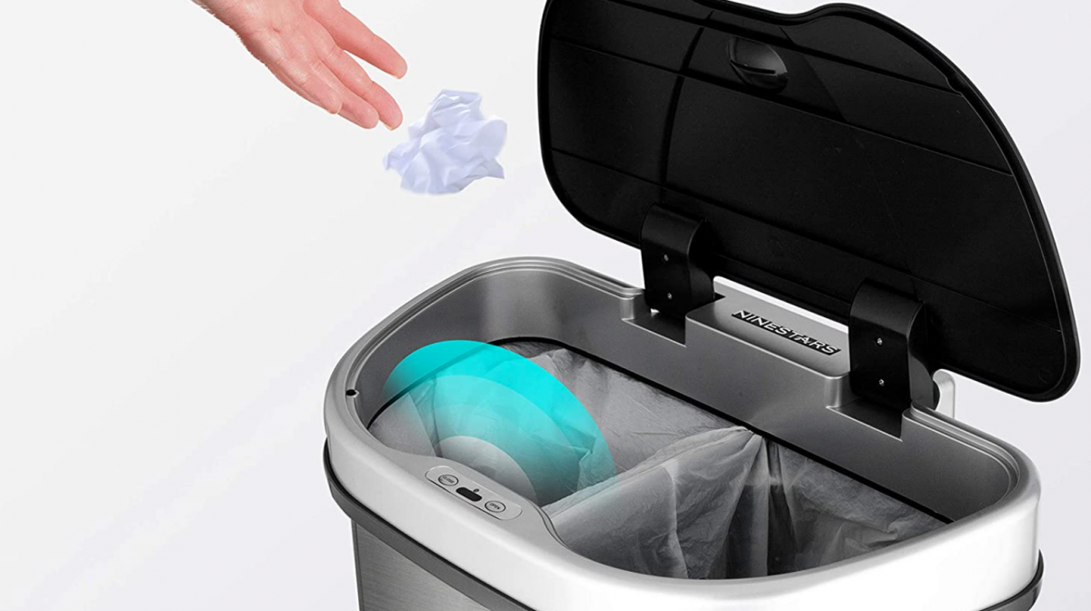 Ninestars trash can with touchless technology